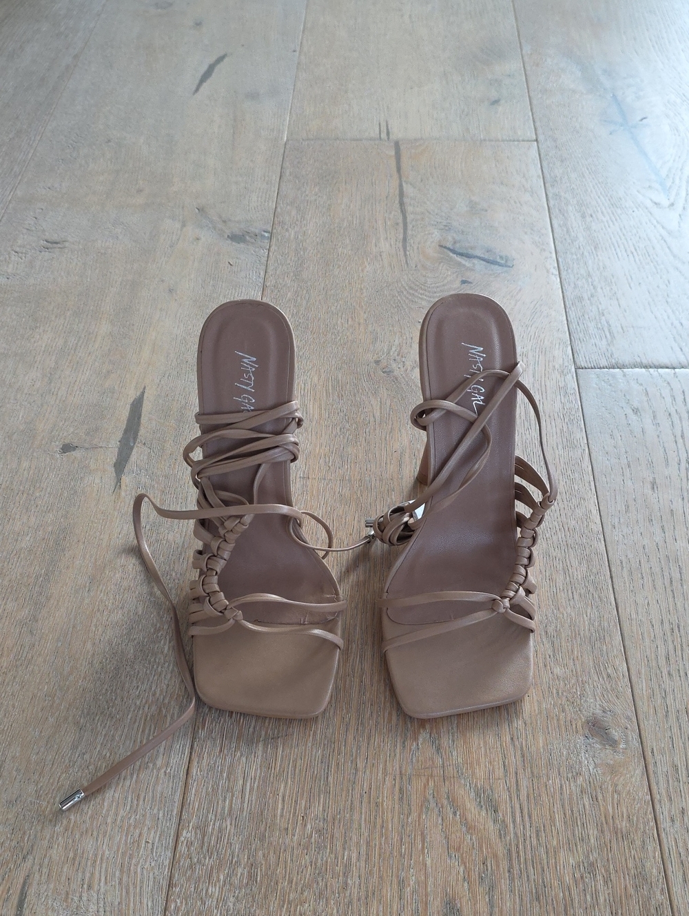 Nasty Gal Nude Strappy Heels Size 6.5